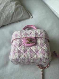 Pink Tweed Mini Vanity Bag / Crossbody