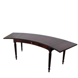Vintage Mahogany Wood and Leather Drop-Leaf Coffee Table