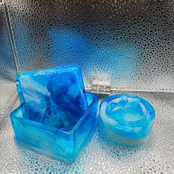 Sky Blue trinket box and matching Tealight candle holder