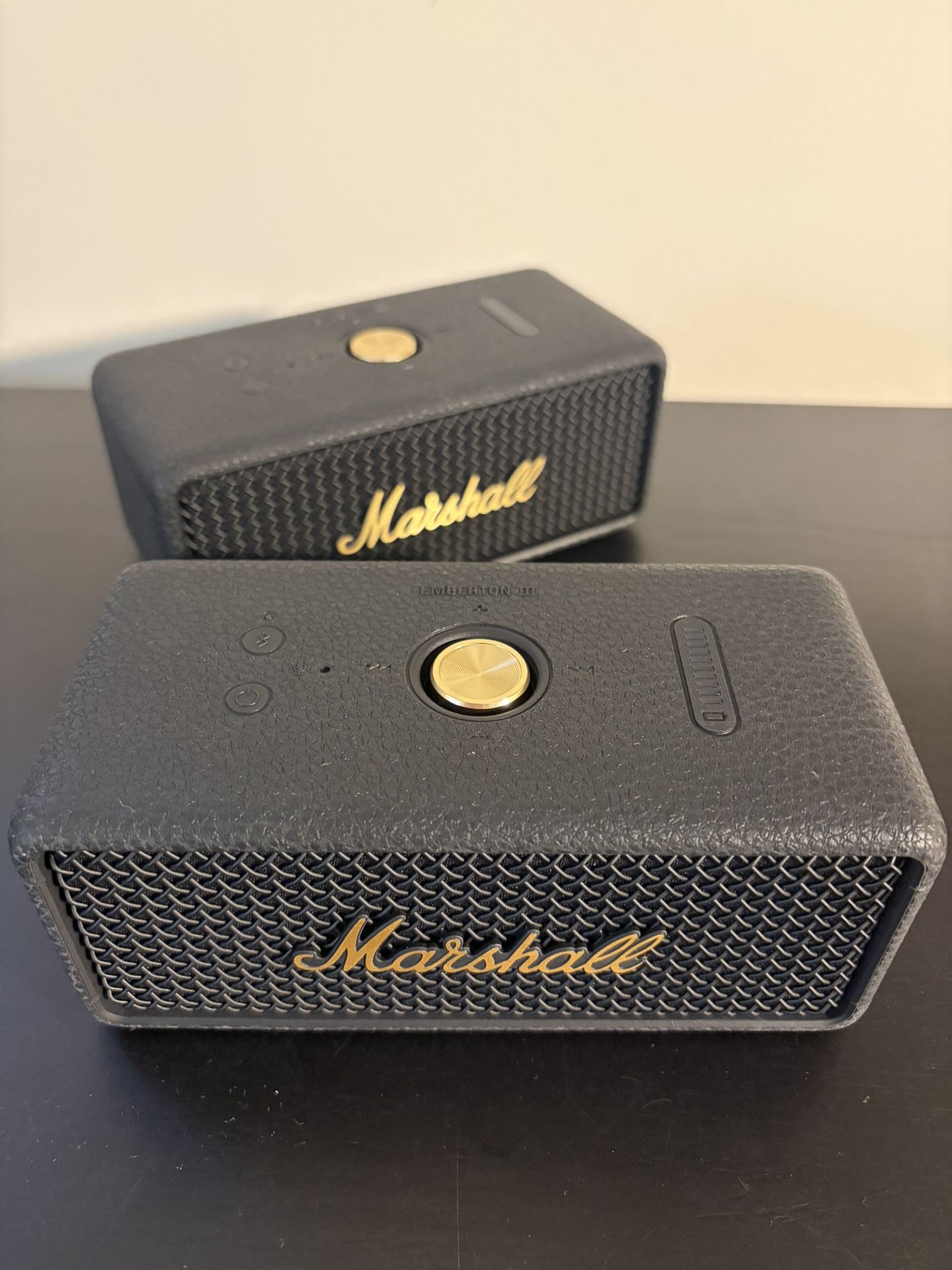 2 x Marshall Emberton 3 Bluetooth speakers
