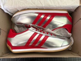 Adidas Country OG Silver Metallic Scarlet Red Women’s Sneaker 10