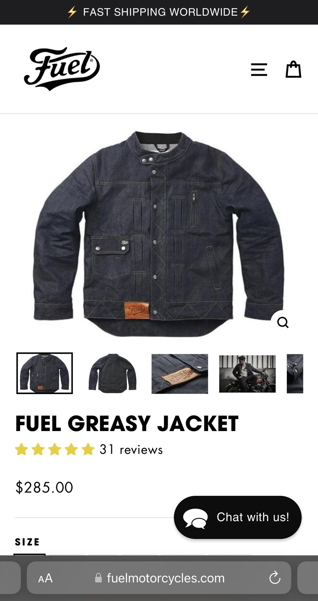FUEL Greasy Motorcycle Denim Riding Jacket for Sale in Richmond