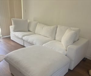 Large White Sectional Sofa With Ottoman