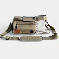 Universal Stroller Organizer with Insulated Cup Holders & Shoulder Strap – Tan