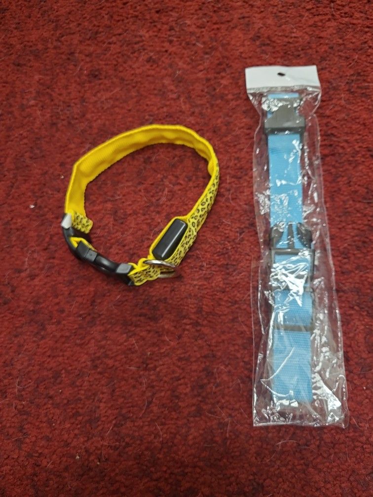2 Small Lite Up Dog Collars