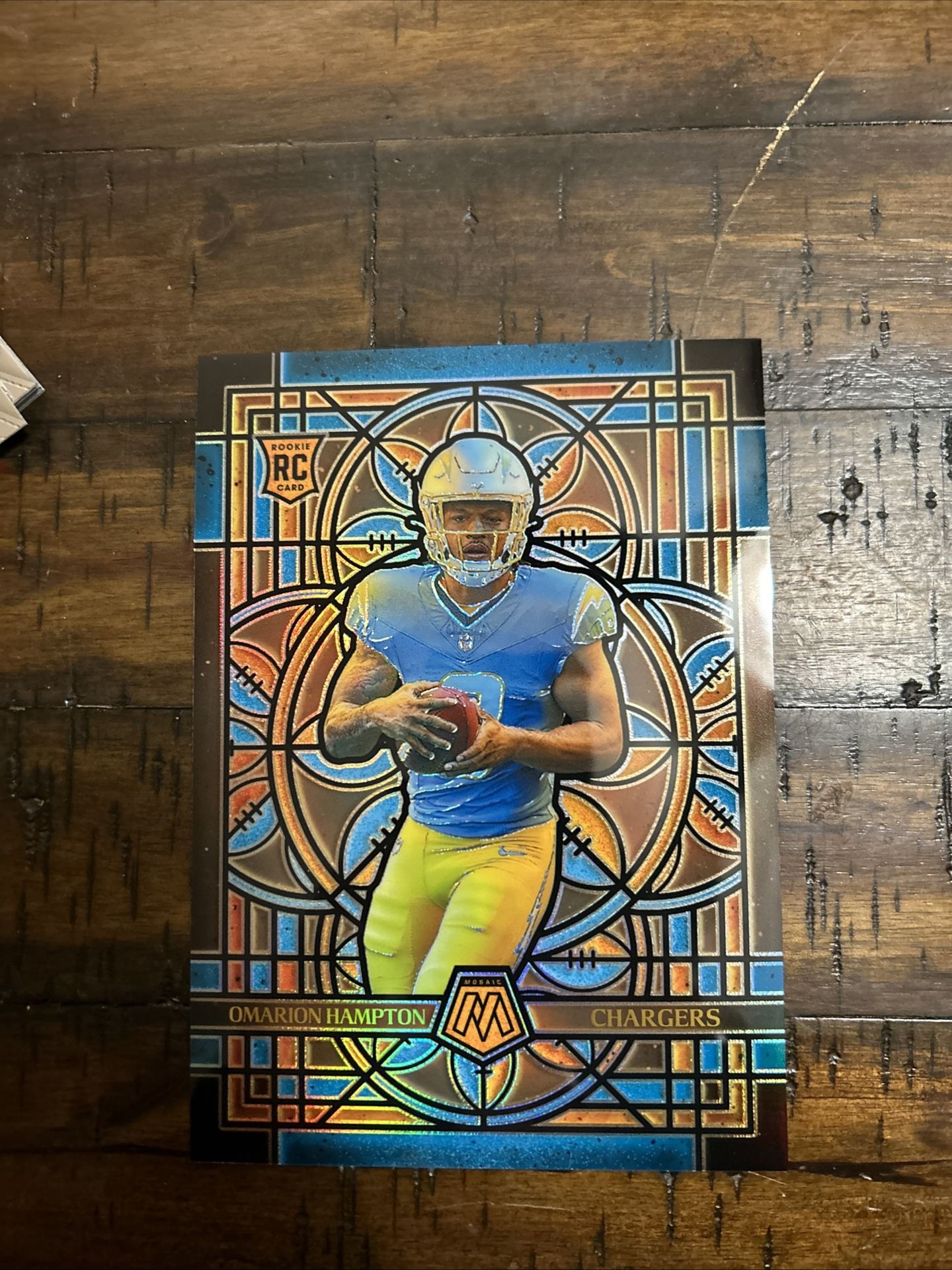Omarion Hampton Stained Glass RC 2025 Panini Mosaic Football Oversized Card