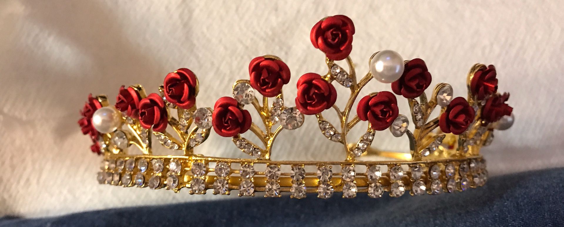 Wedding or Quinceanera Tiara with Red Roses