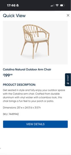 Catalina Natural Outdoor Arm Chair x 2