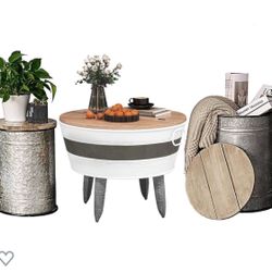 New! 3-piece Coffee Table Set,Rustic Antique Galvanized Metal 
