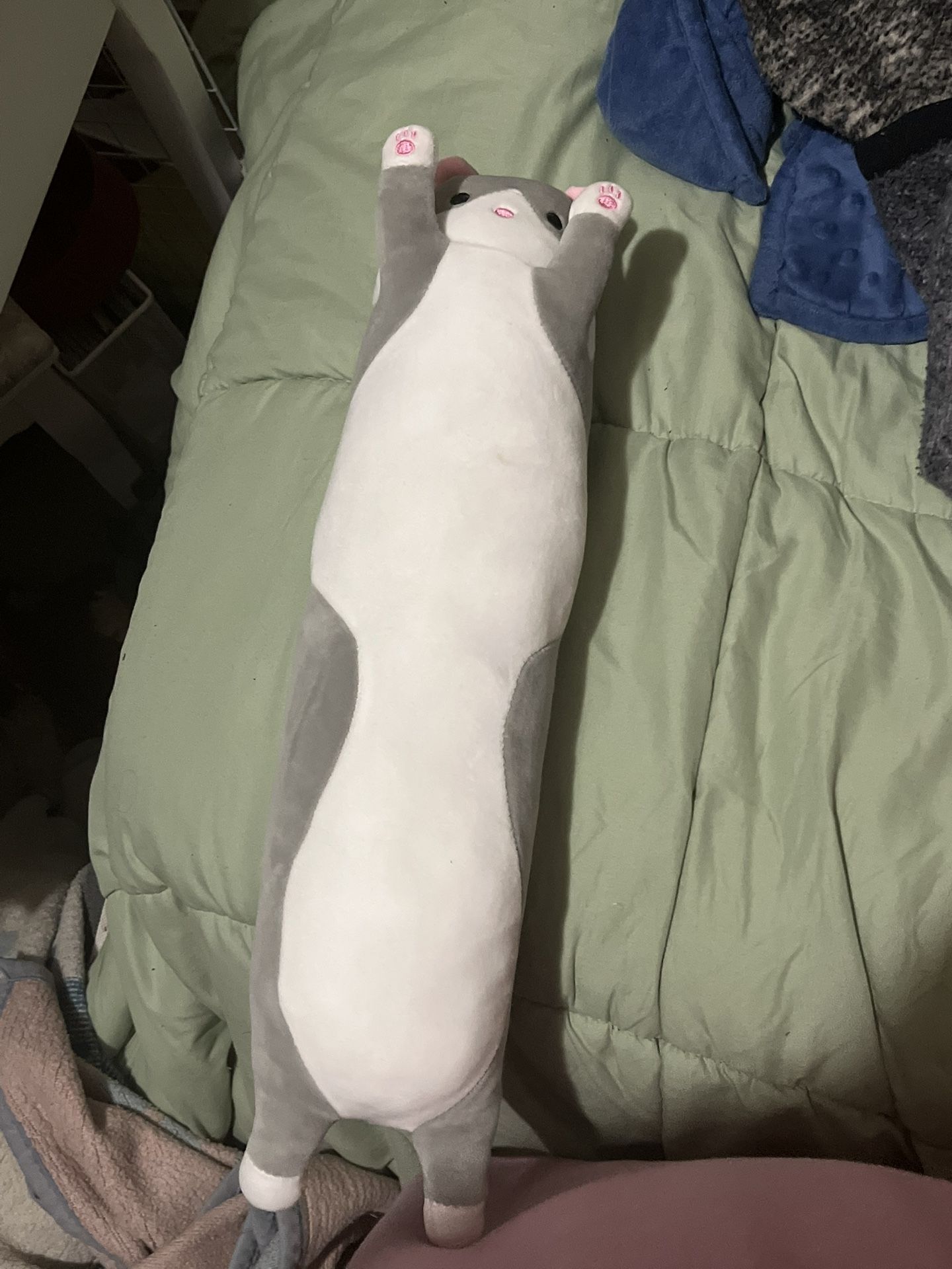 Cute Adorable Long Grey/White Cat Plushie Stuffed Animal