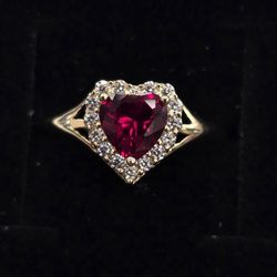 14kt Real Gold Heart-shaped Ring For Women