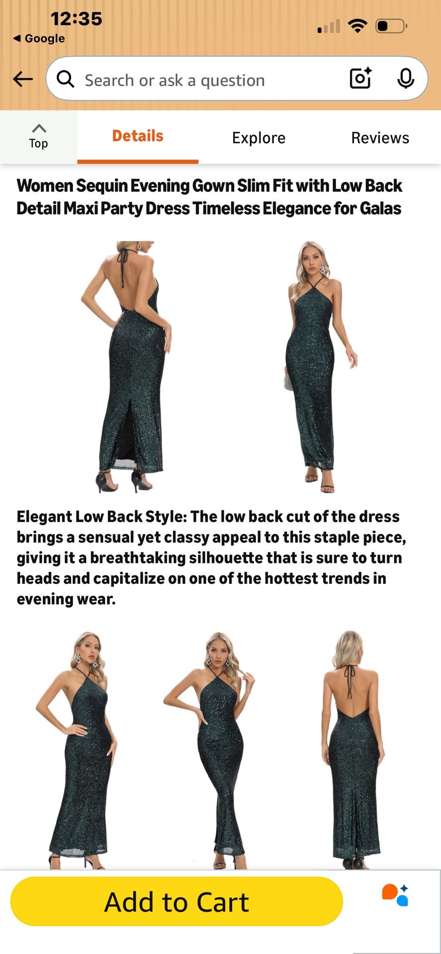 Green Sequin Maxi Evening Gown Size Medium