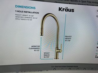 Kraus High-Arc Kitchen Faucet – Champagne Bronze (Spot-Free Finish)
