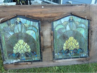 Two Beatiful Stained Style Windows Vintage