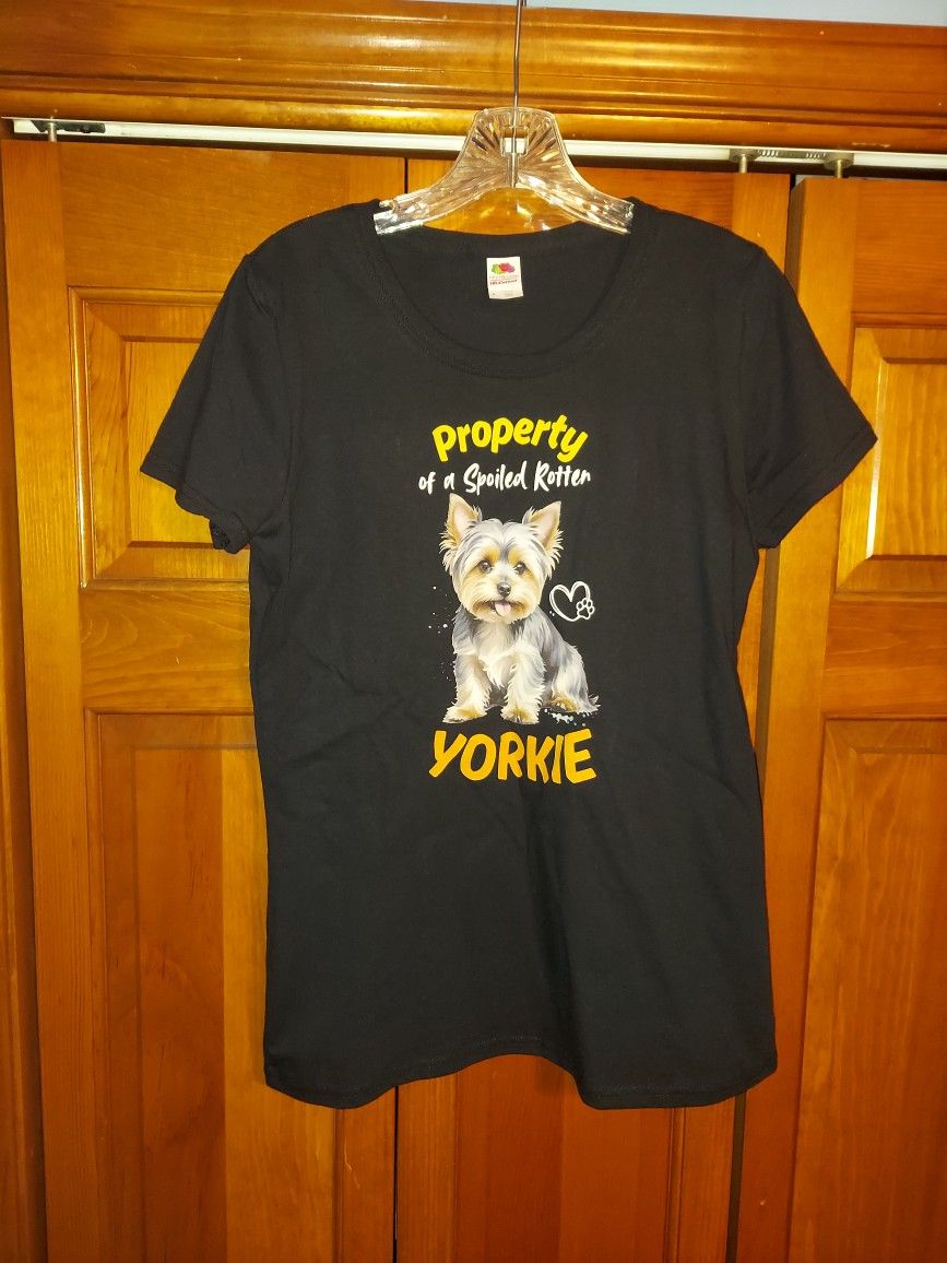 WOMENS LARGE PROPERTY OF A SPOILED ROTTEN YORKIE SHIRT