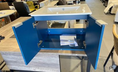 New - 24" × 18" Modern Wood Wall-Mount Bathroom Vanity With Sink