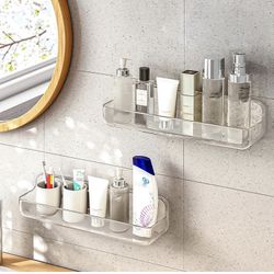 3 piece acrylic wall mount shelves waterproof adheasive mounts.