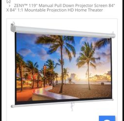 Manual pull down projector screen 84x84 / pantalla manual para projector
