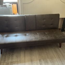 Brown Futon, Leather 
