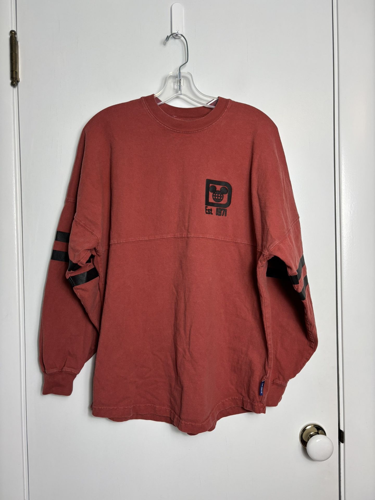 Walt Disney World Spirit Jersey Faded Brick Red Maroon Long Sleeve Size Small