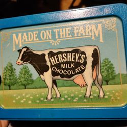 Hershey's Vintage Made On The Farm Cow/ Tractor Hershey's Tin Box 1992 