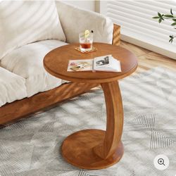 F1829. Set Of 2 Shaped End Table, Round Solid Wood Side Table For Living Room
