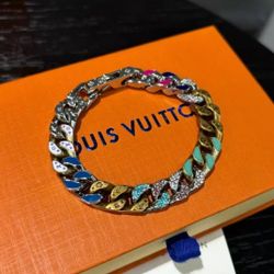 Fashion Designer Model Colorful Diamonds Candy Blue Cuban Bracelet