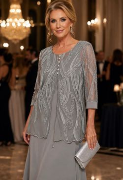 Silver Beaded Formal Ladies’ laced top