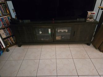 65in Weathered Pine TV Stand With Storage