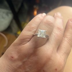 3 Carat Princess Cut Lab Created Diamond Ring Size 7 Sizeable Passes Diamond Tester 925 14k Plated