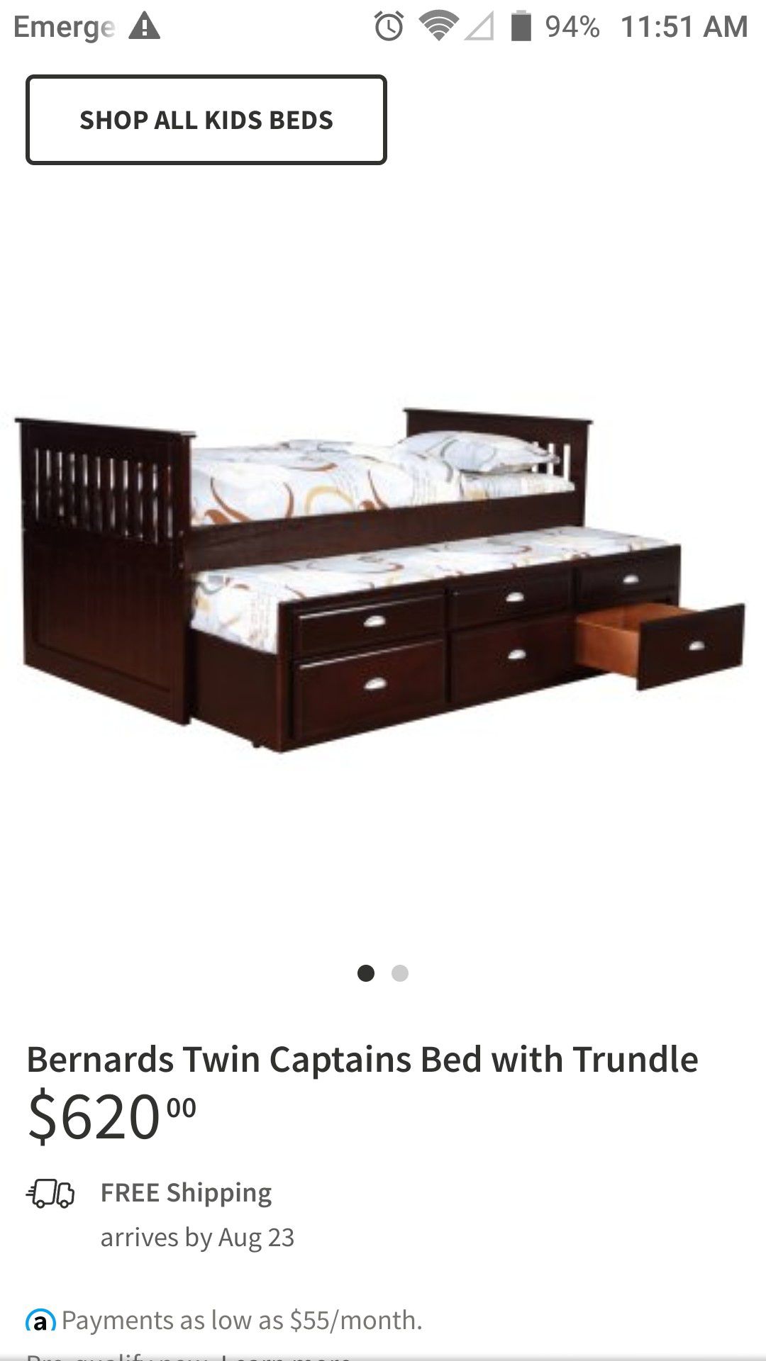 Twin sized bed, with extra pull out bed