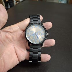 FMD Black Tone Metal Band Men's Eversize Quartz Watch Japan Movement, New Battery Just Put In