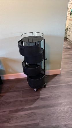 Black 4-Tier Rolling Storage Cart