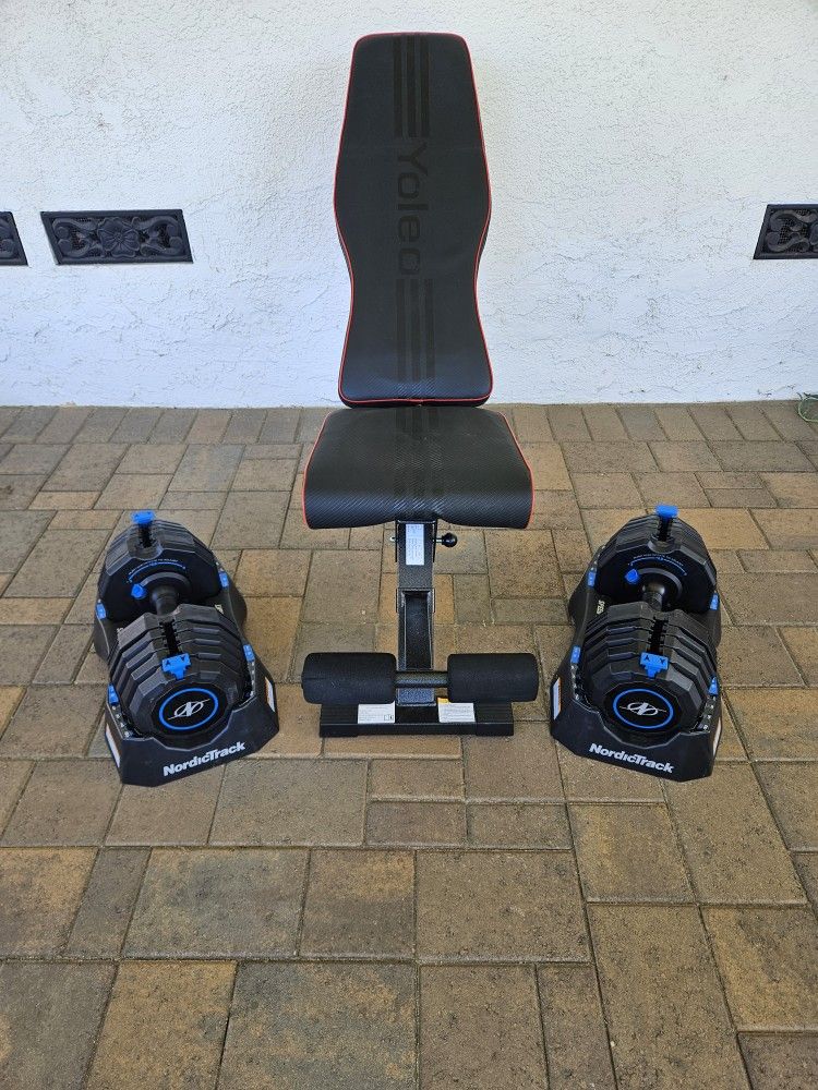 Nordictrack adjustable Dumbells And Bench