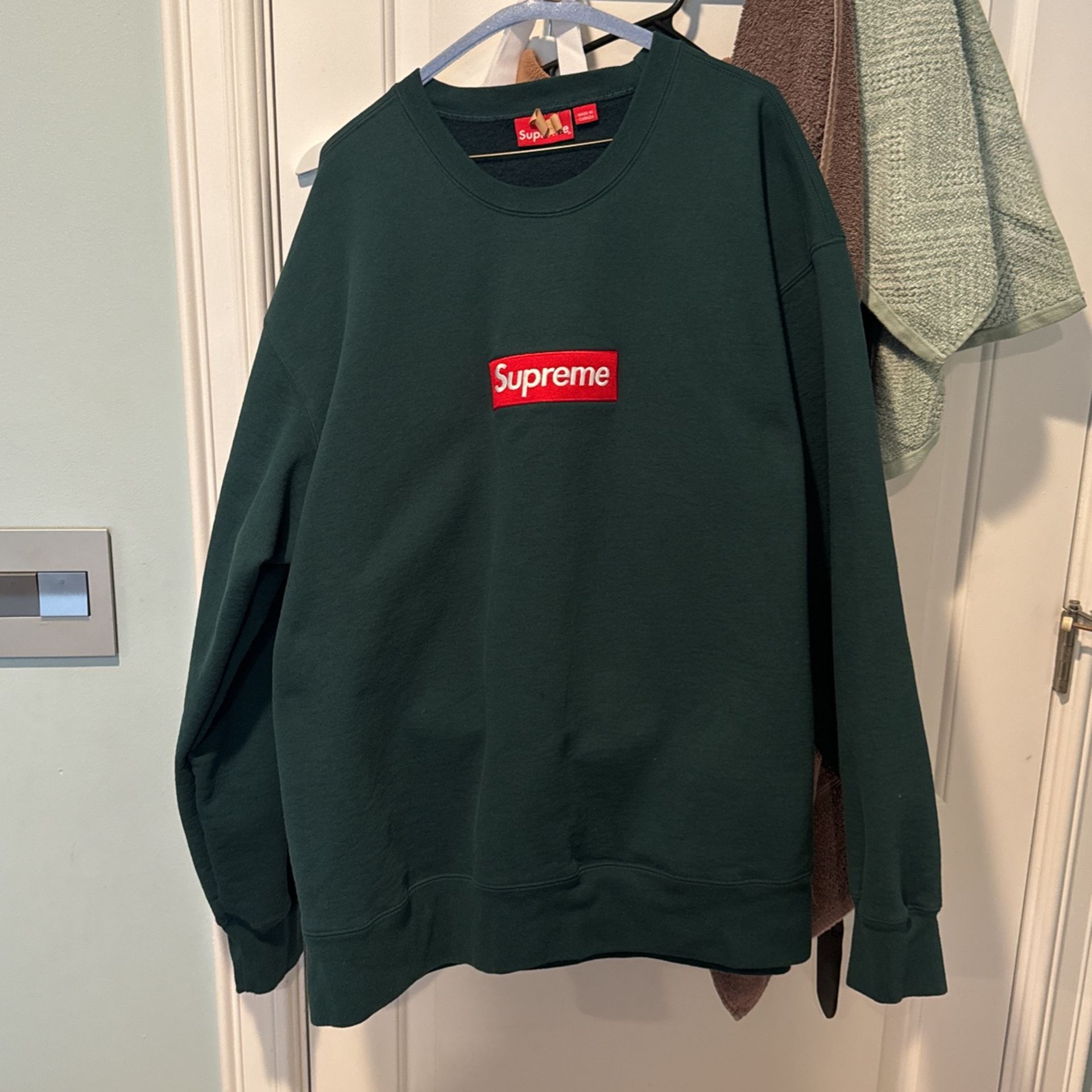 Supreme Box Logo Crewneck Dark Pine Size XXL