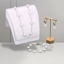 Pearl Necklace,bracelet And Earring Set