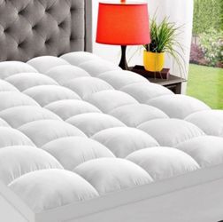 ELEMUSE King Cooling Mattress Topper for Back Pain, Extra Thick Mattress Pad Cover, Plush Soft Pillowtop with Elastic Deep Pocket, Reg. Retail $115.00