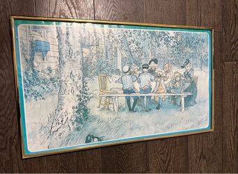 Breakfast Under the Big Birch Tree. Artist Carl Larsson. Width-28,5 Length-16.5
