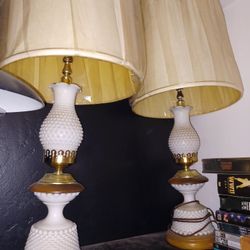Pair Of Vintage Milk Glass Lamps
