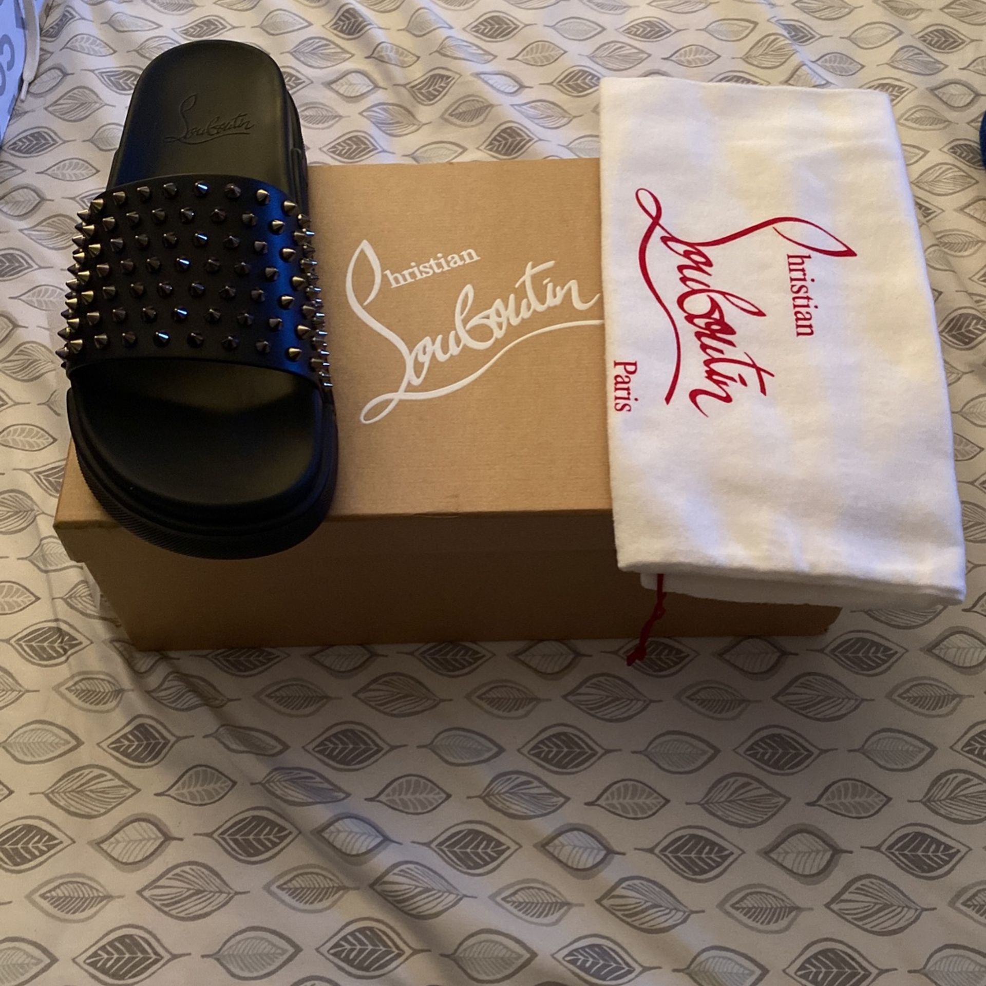 Christian Louboutin Pool Fun Spiked Leather Slides