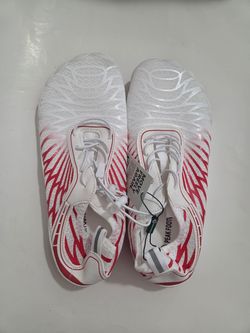 Lorax Summer - Healthy & non-slip barefoot shoes (Unisex), White and Red, Women 9/9.5 - Men 7/7.5