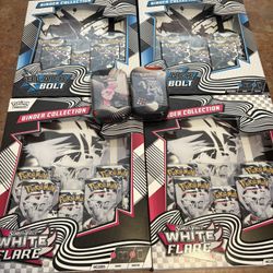 2 White Flare And 2 Black Bolt Binder Collections And 2 Black And White Mini Tins