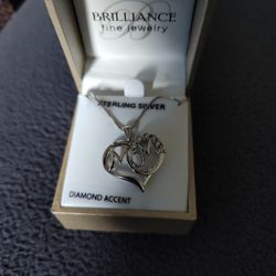 Sterling Silver Mothers Heart-shaped Necklace