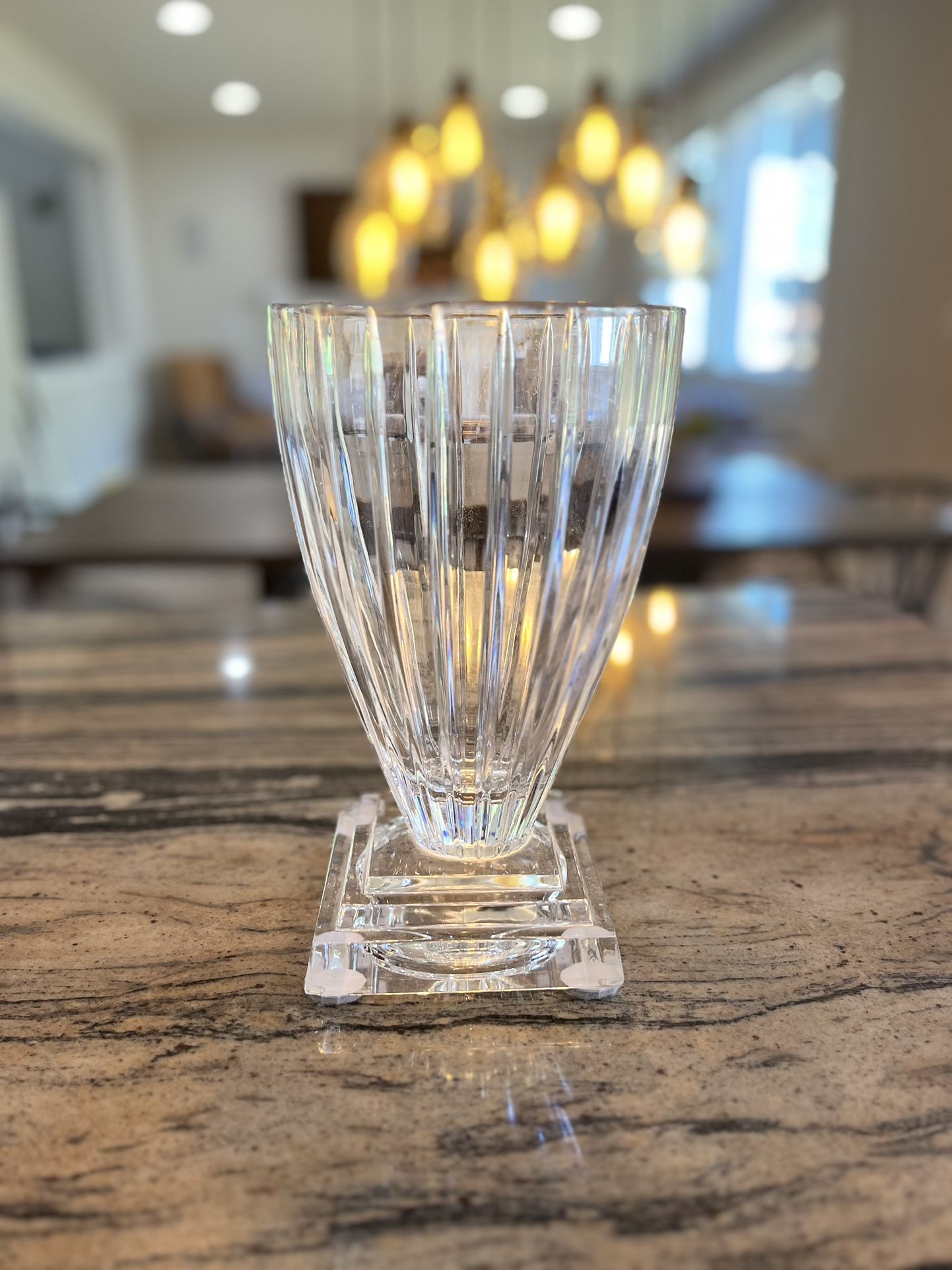Vintage Crystal Glass 12" Fluted Flower Vase (Heavy)