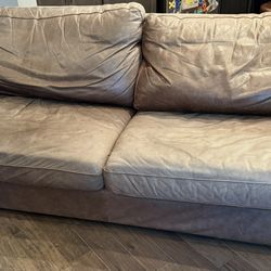 89” Wide Genuine Leather and Down Filled Oversized Couch
