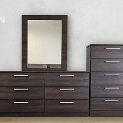 Dresser Whit Mirror, Chest And 2 Nightstands - Cómoda Con Espejo, Gavetero Y 2 Mesitas De Noche 