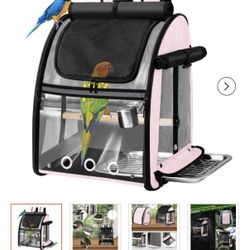 SUERTREE Bird Carrier Bag With Indestructible Stainless Steel Mesh, Bird Travel Cage With Stand, Easy To Clean Backpack For Parrot, Portable Bird Trav
