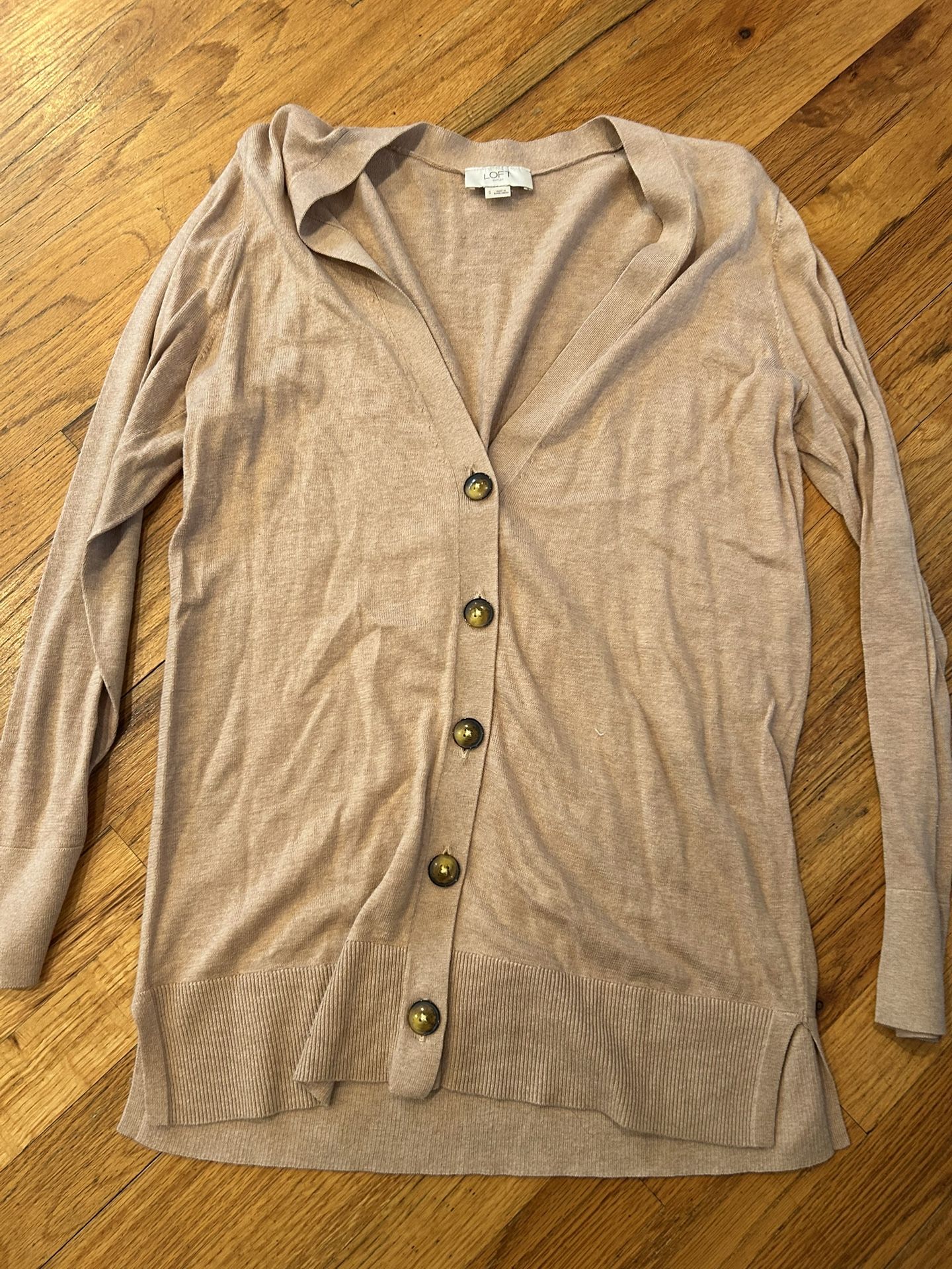 Beige button up cardigan size small from the Loft