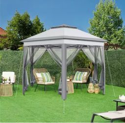 Outdoor Gazebo Pop-Up Canopy Metal Frame Mesh Netting
