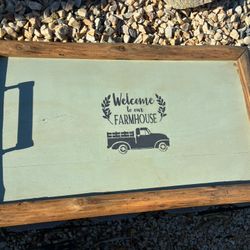 Large Vintage Wooden Serving Tray